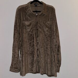 PrettyLittleThing Brown Toweling Oversized Shirt Large NWT